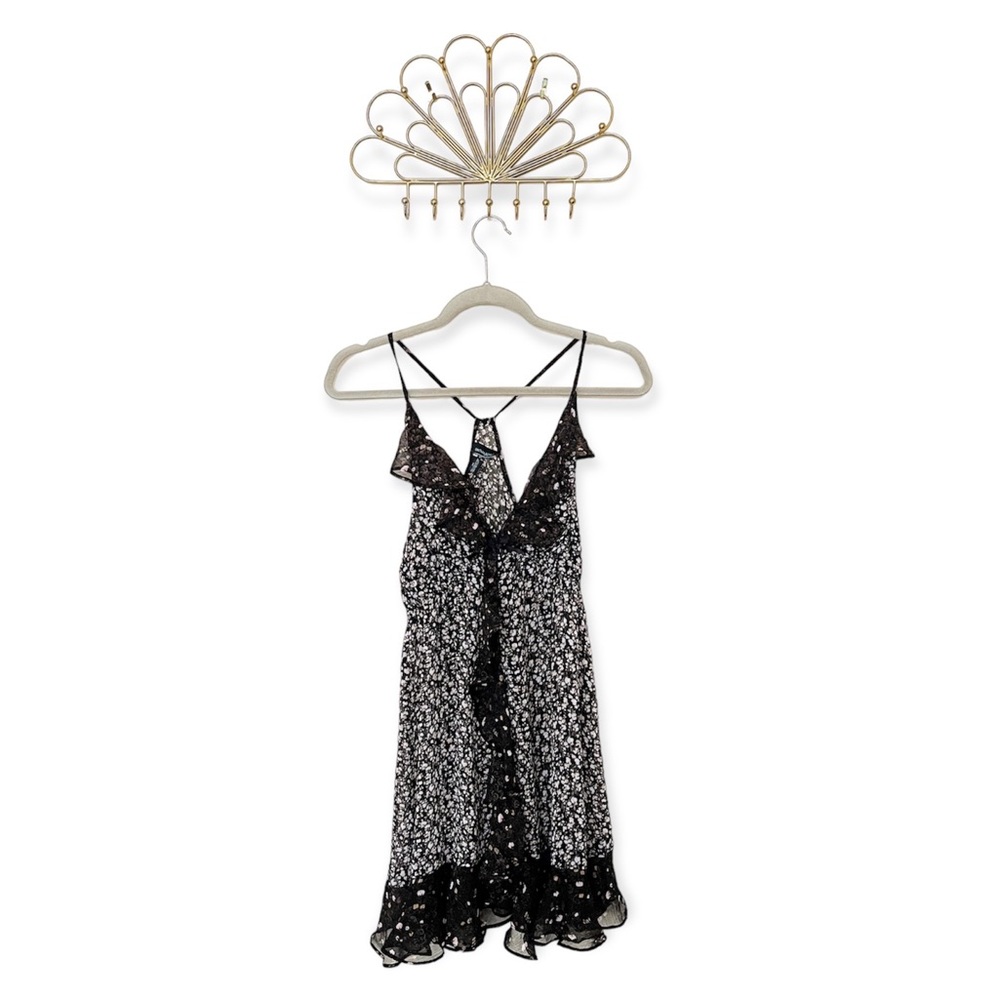 Cynthia Rowley Black Sheer Floral Mini Dress